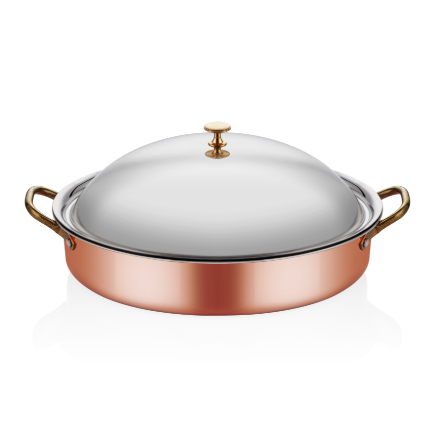 MM COPPER OVAL DEEP DISH 25*17*6CM + LID