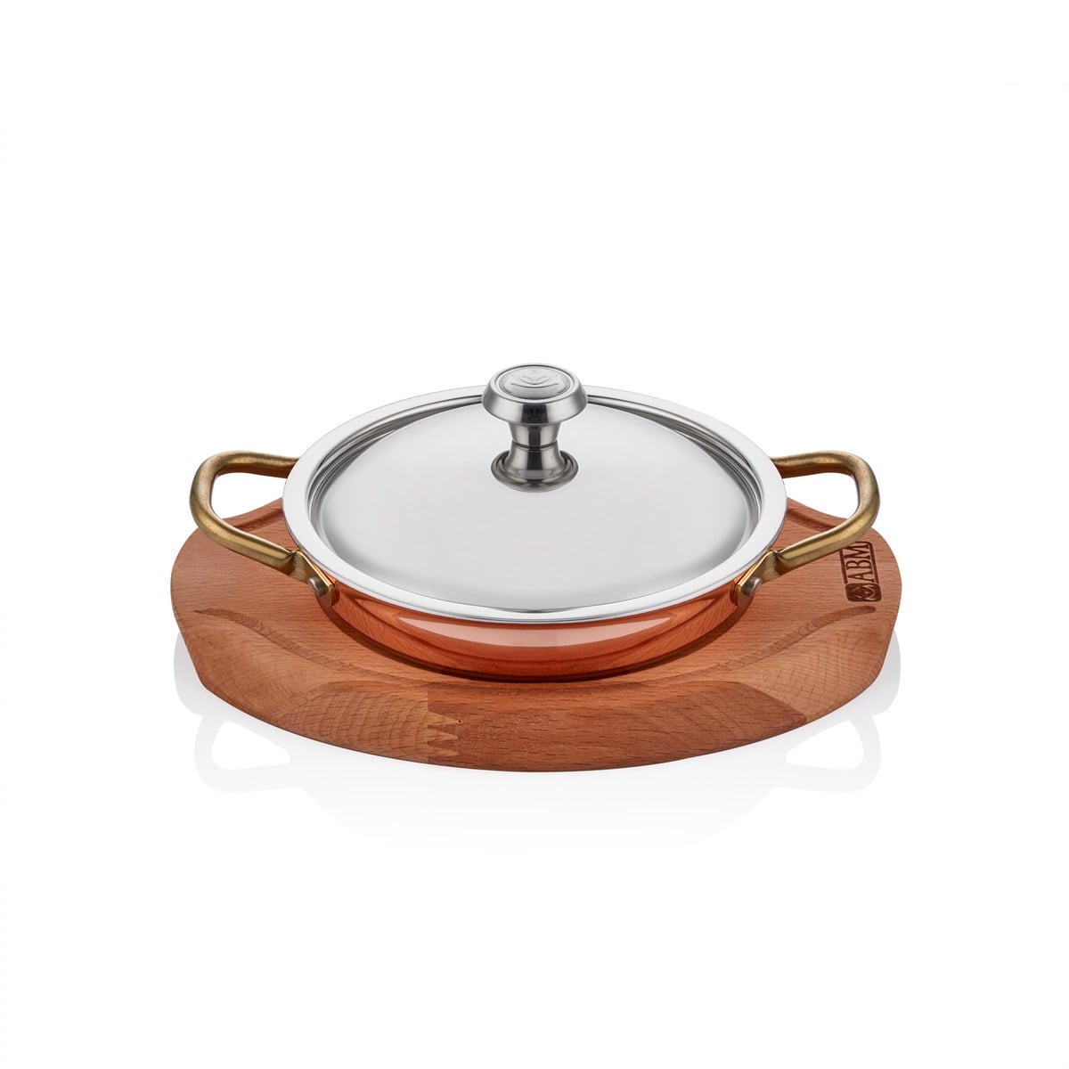 MM COPPER ROUND DISH + TRIVET + LID