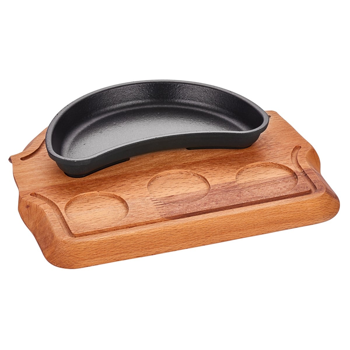 C.iron Kidney Shape Fajita 19*10cm and Trivet Set