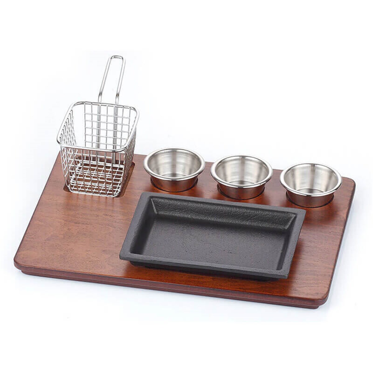 CAST IRON RECTANGLE FAJITA SET - MDF 
