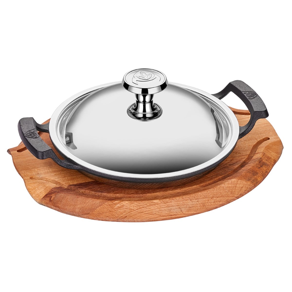 C.IRON SHALLOW WOK 20CM + S/S LID +TRIVET 