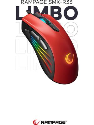 TICARIURUN-00629Rampage SMX-R33 Kırmızı RGB Makrolu Ergonomik Optik Kablolu Oyuncu Mouse