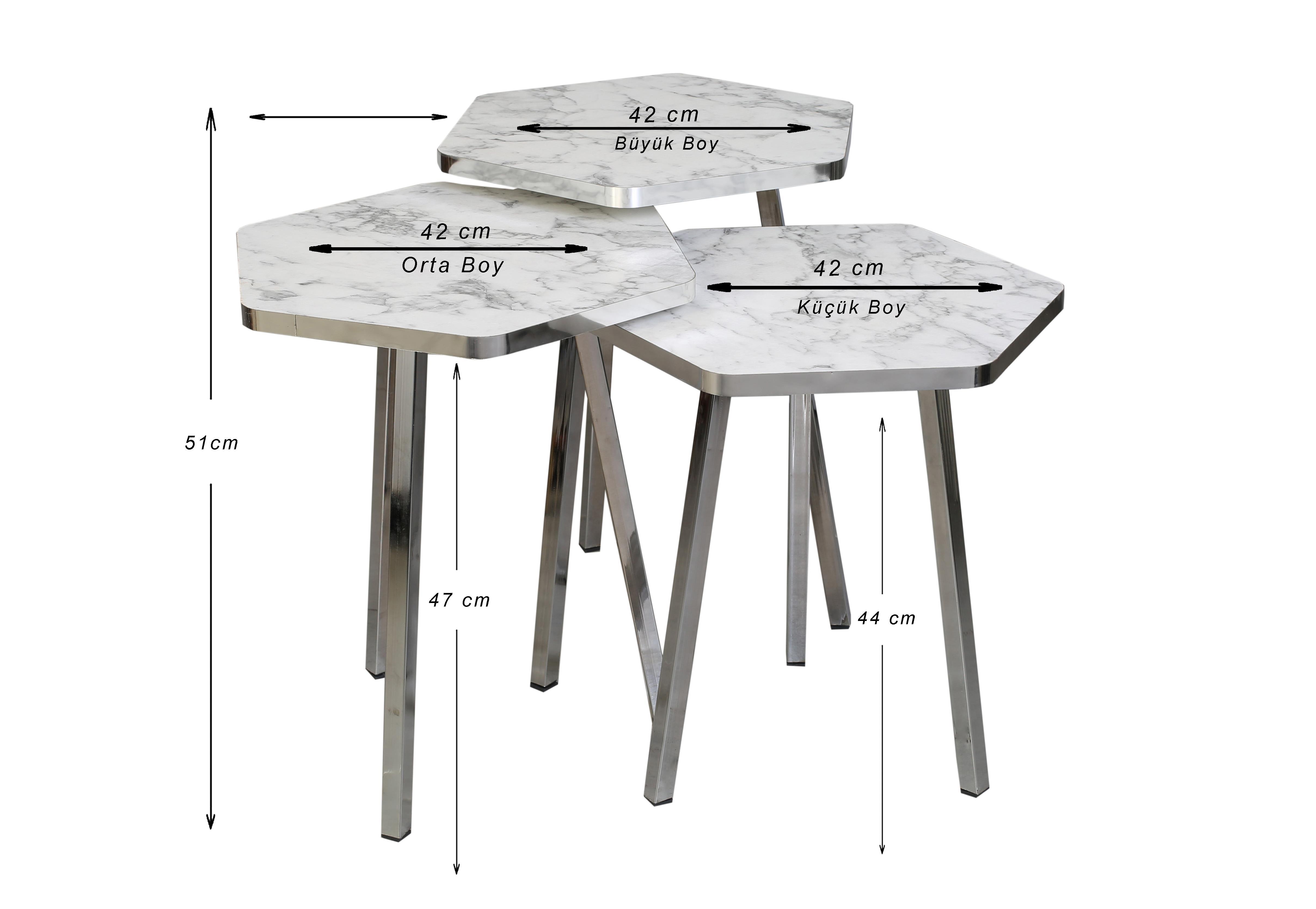 TICARIURUN-00500HEXAGON COFFE TABLE METAL P20 LEGS COVE SILVER CAR