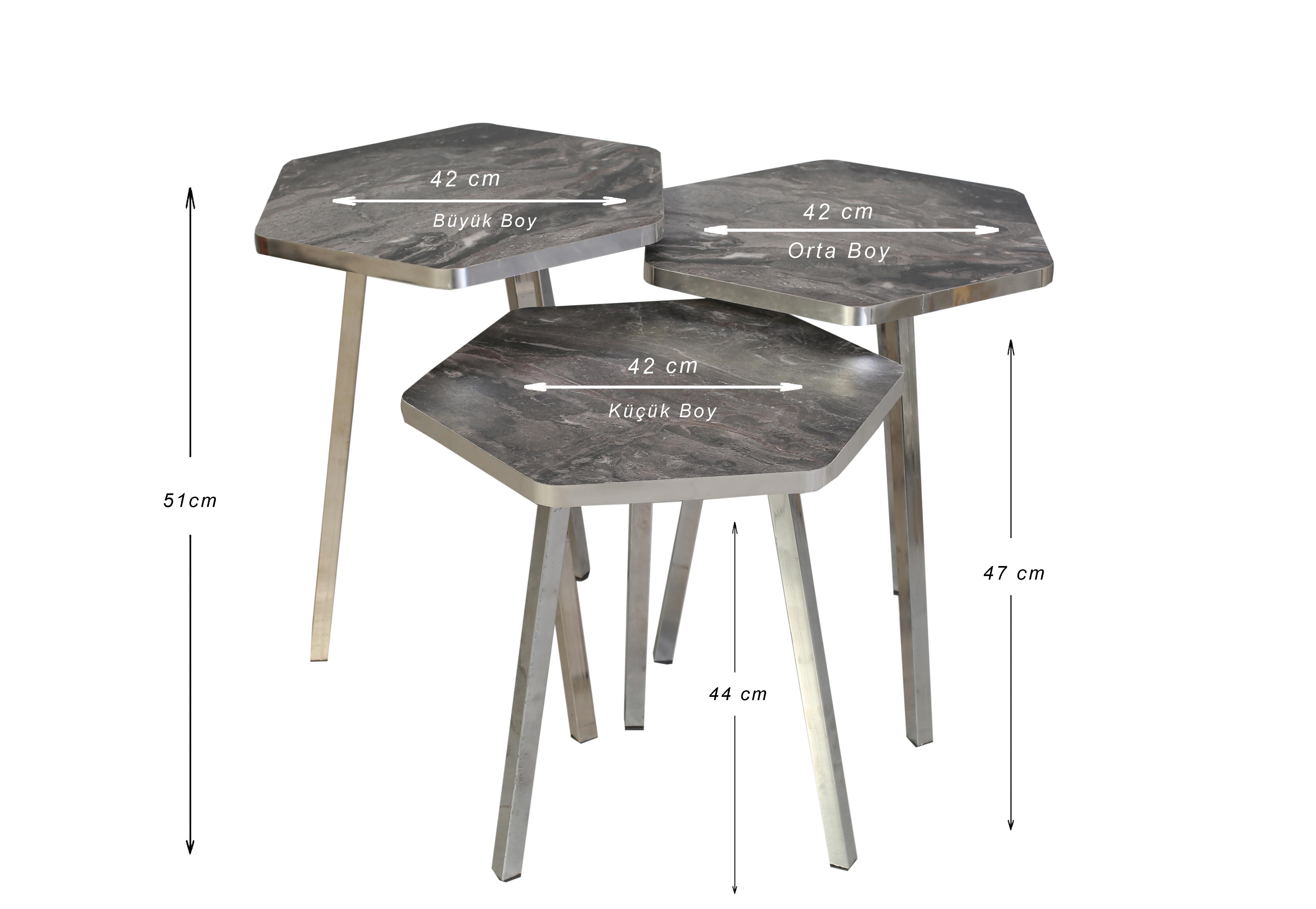 TICARIURUN-00501HEXAGON COFFE TABLE METAL P20 LEGS COVE SILVER COS