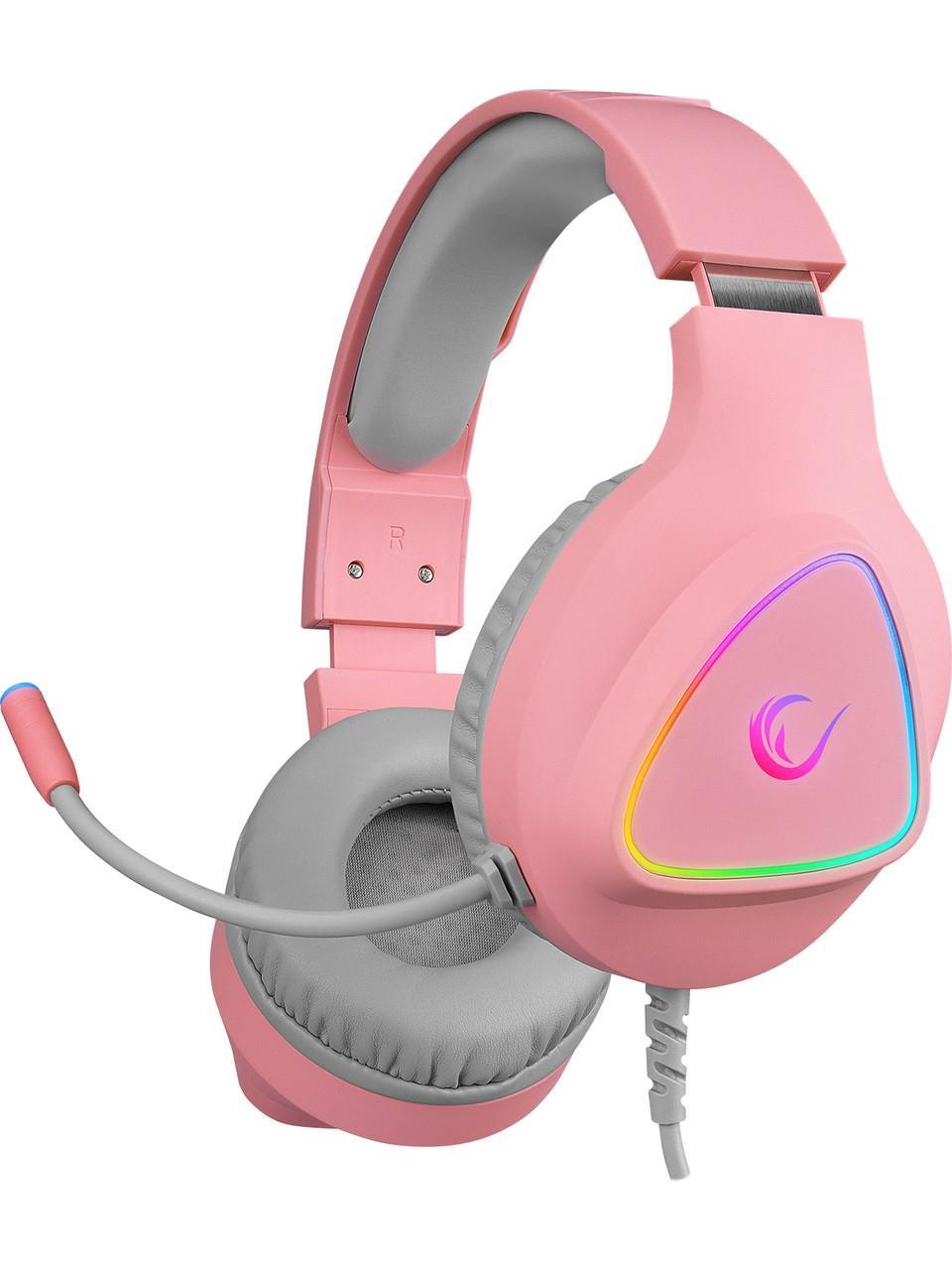 TICARIURUN-00631Rampage M7 MONCHER RGB Mikrofonlu Kablolu Pembe Kulak Üstü Oyuncu Kulaklığı