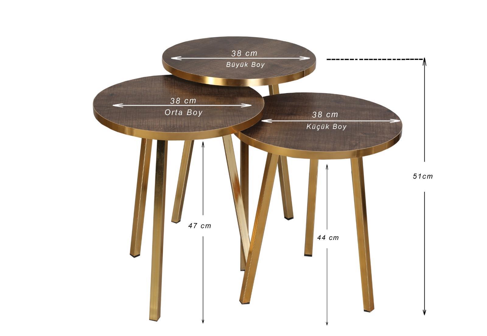 TICARIURUN-00491ROUND COFFE TABLE METAL P20 LEGS COVE GOLD AFZELİA