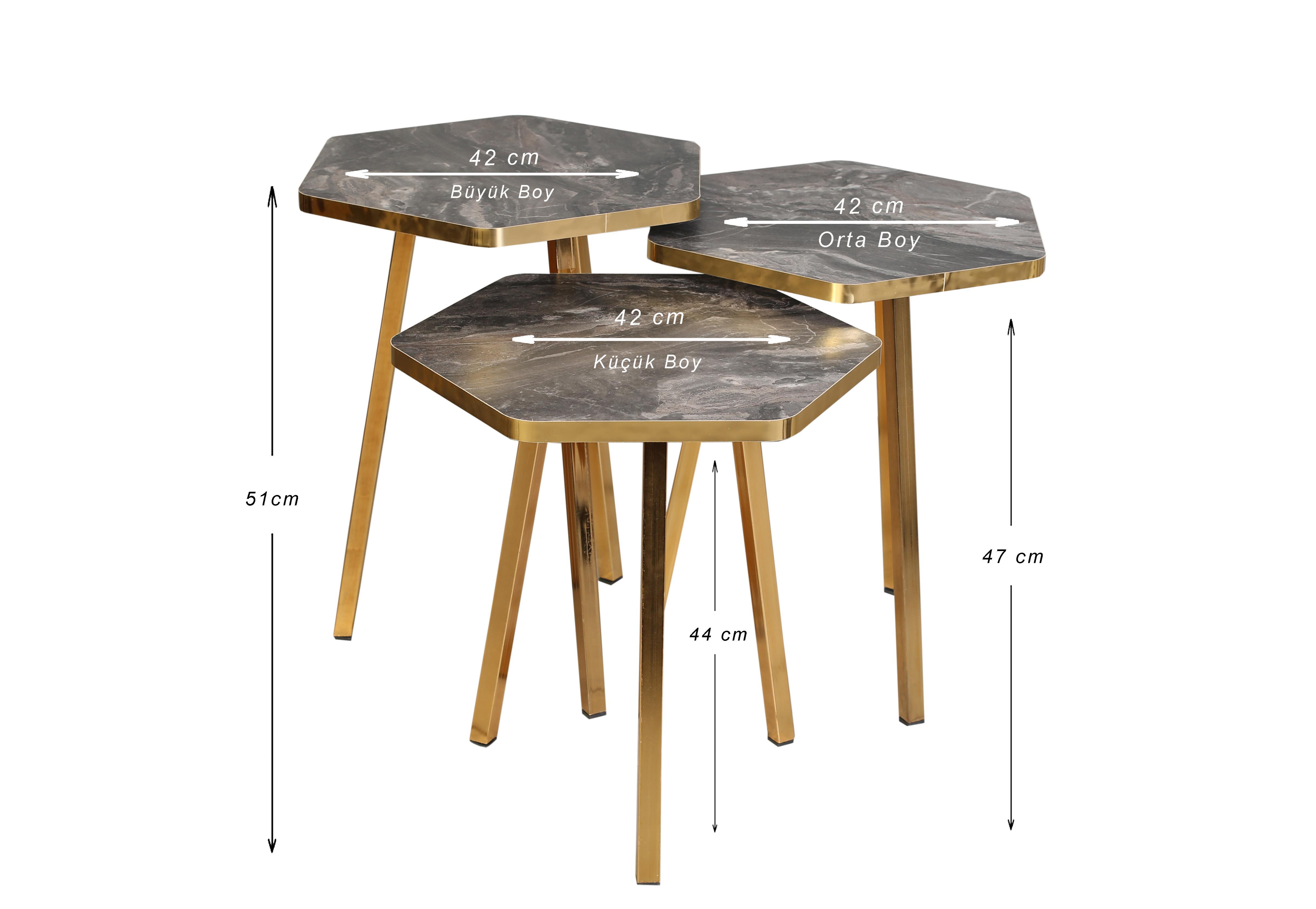 TICARIURUN-00497HEXAGON COFFE TABLE METAL P20 LEGS COVE GOLD COSMO