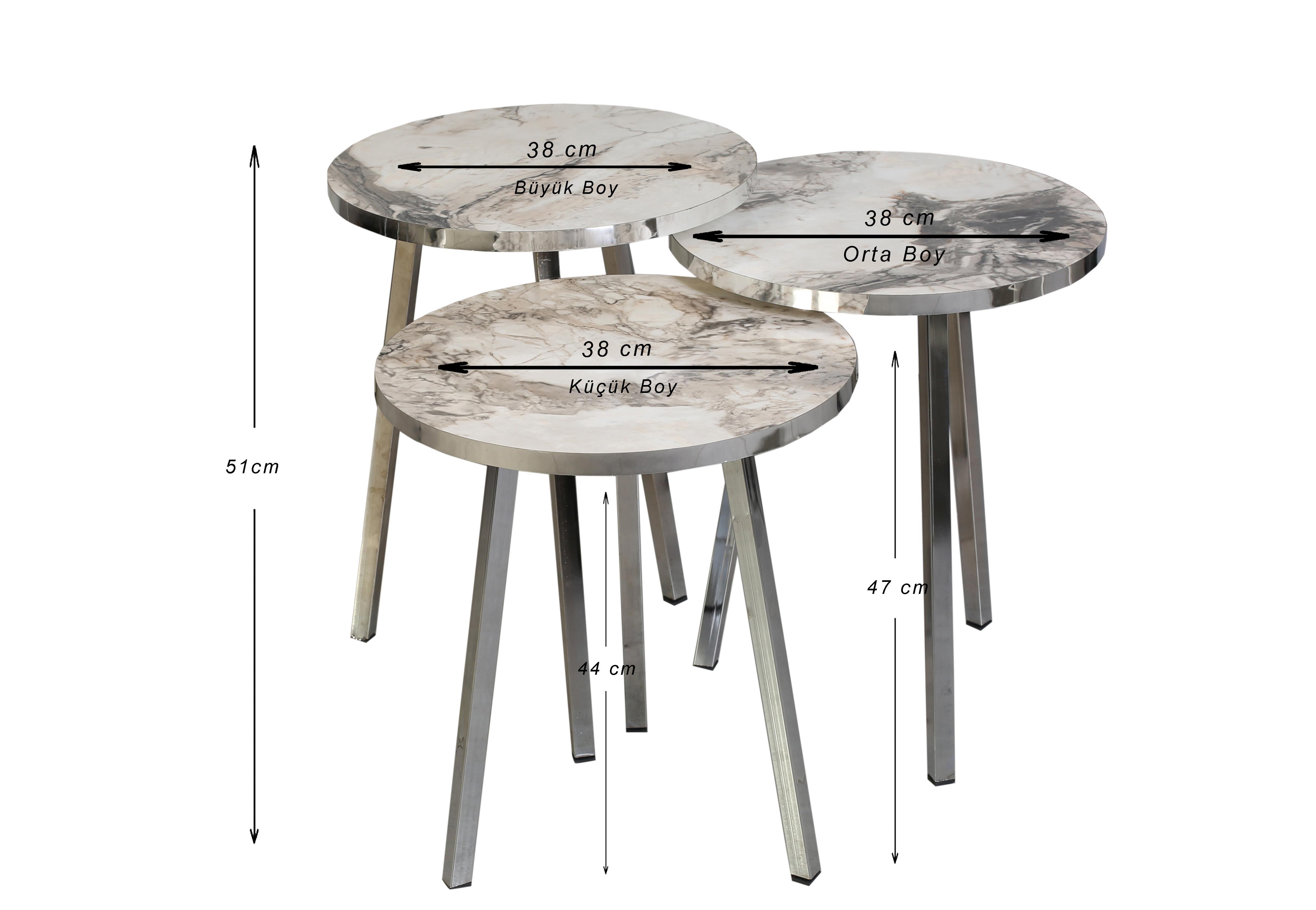 TICARIURUN-00494ROUND COFFE TABLE METAL P20 LEGS COVE SILVER EFES