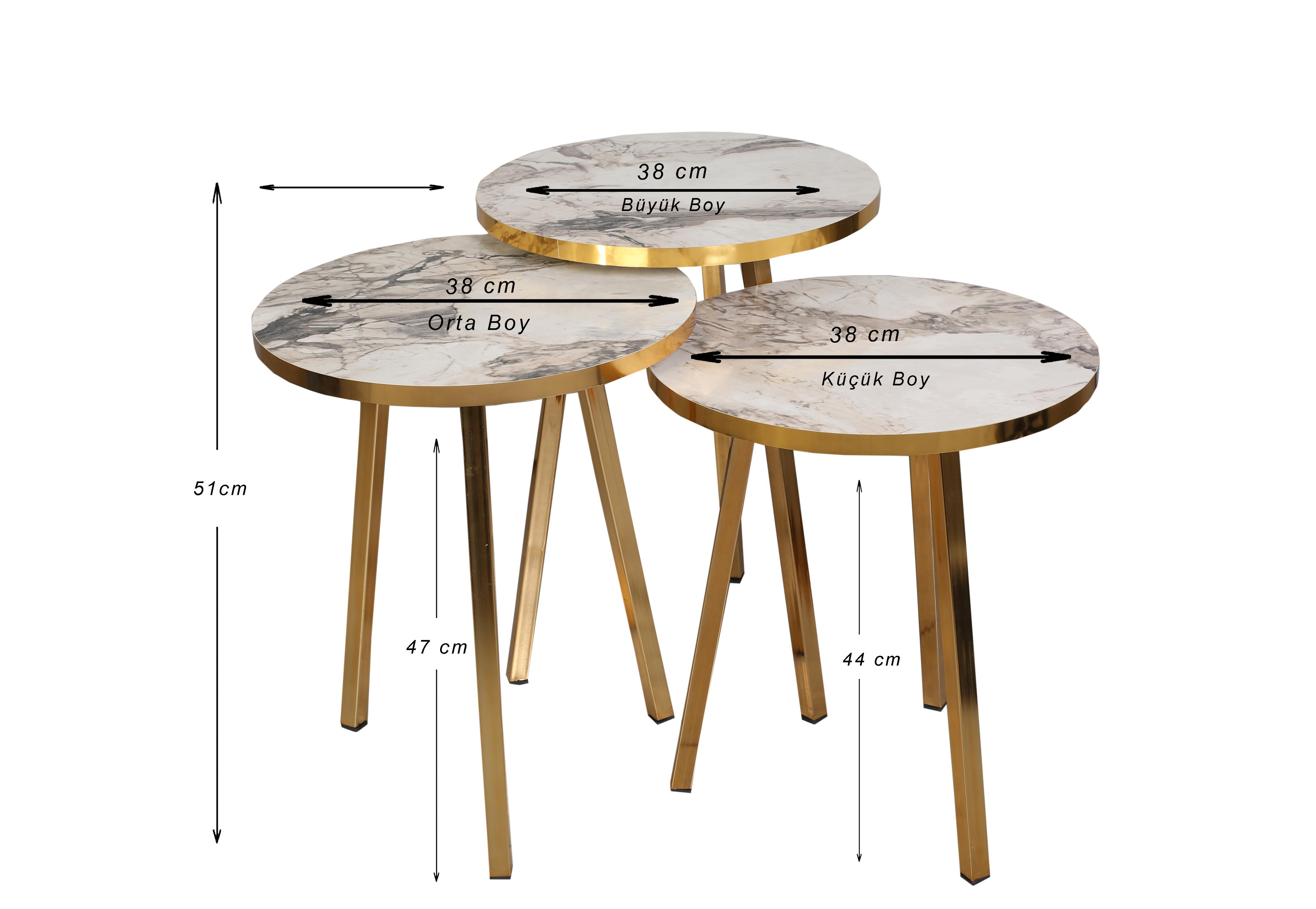 TICARIURUN-00490ROUND COFFE TABLE METAL P20 LEGS COVE GOLD EFES