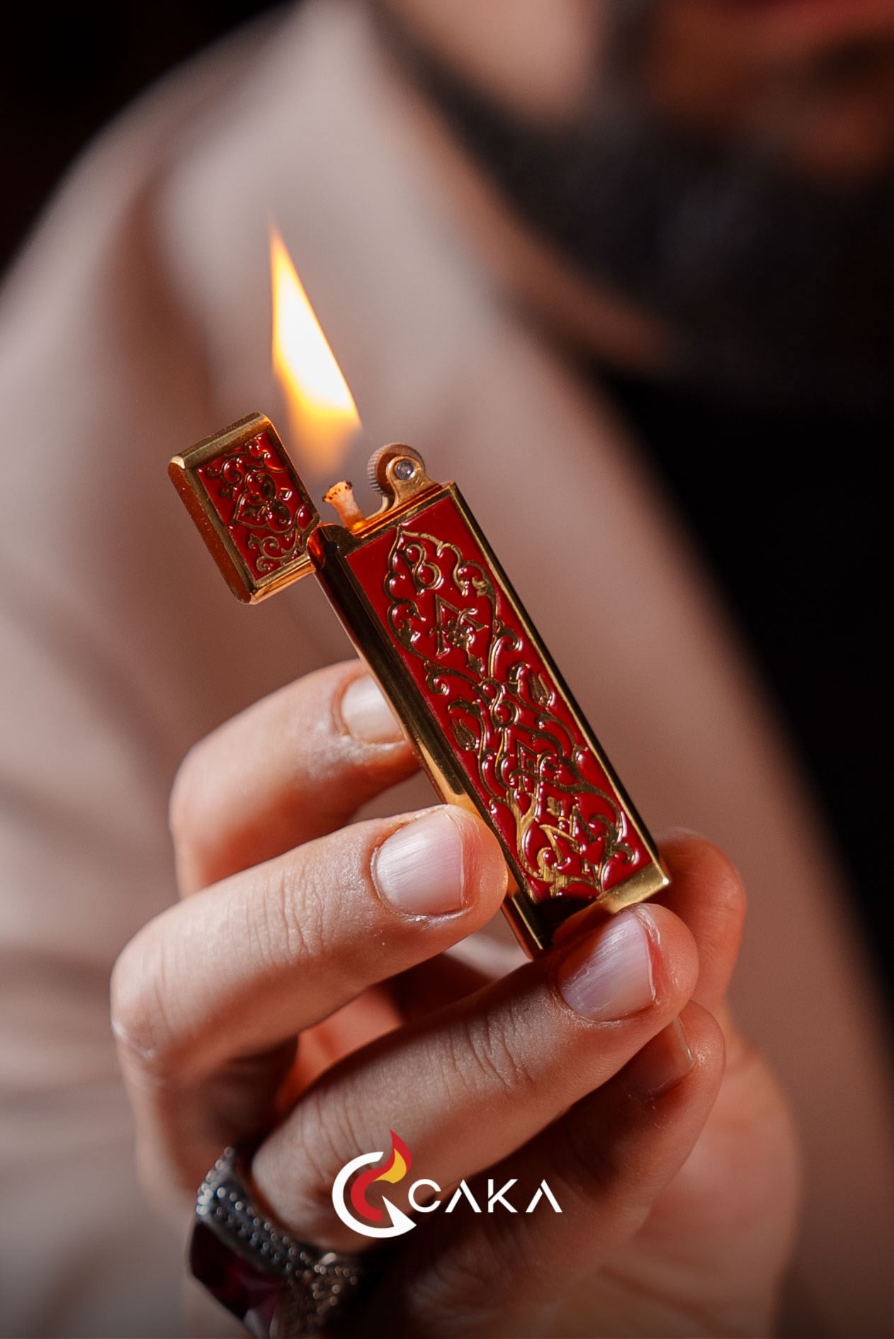 Zen Baba Serisi El İşlemeli Kırmızı Mine Çakmak