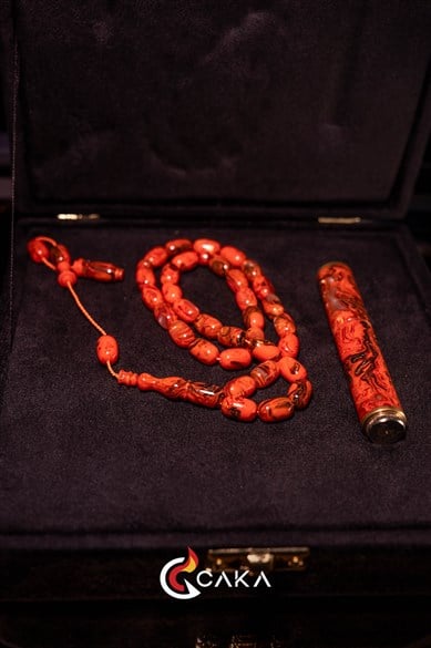 Mercan Desen - Tesbih & Çakmak Seti