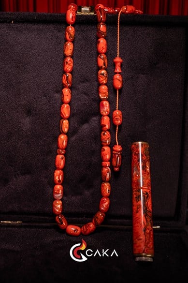 Mercan Desen - Tesbih & Çakmak Seti