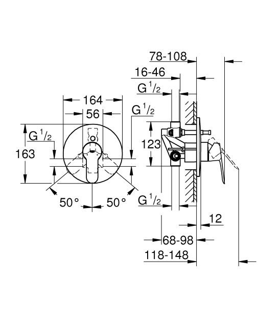 Grohe BauEdge Ankastre Banyo Bataryası - 29079000