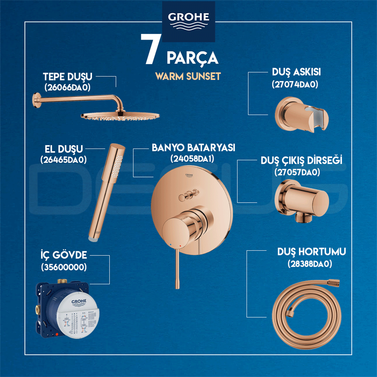 GROHE ESSENCE ANKASTRE SET WARM SUNSET + 26066DA0 + 26465DA0 + 27074DA0 + 27057DA0 + 28388DA0 + 24058DA1 + 35600000