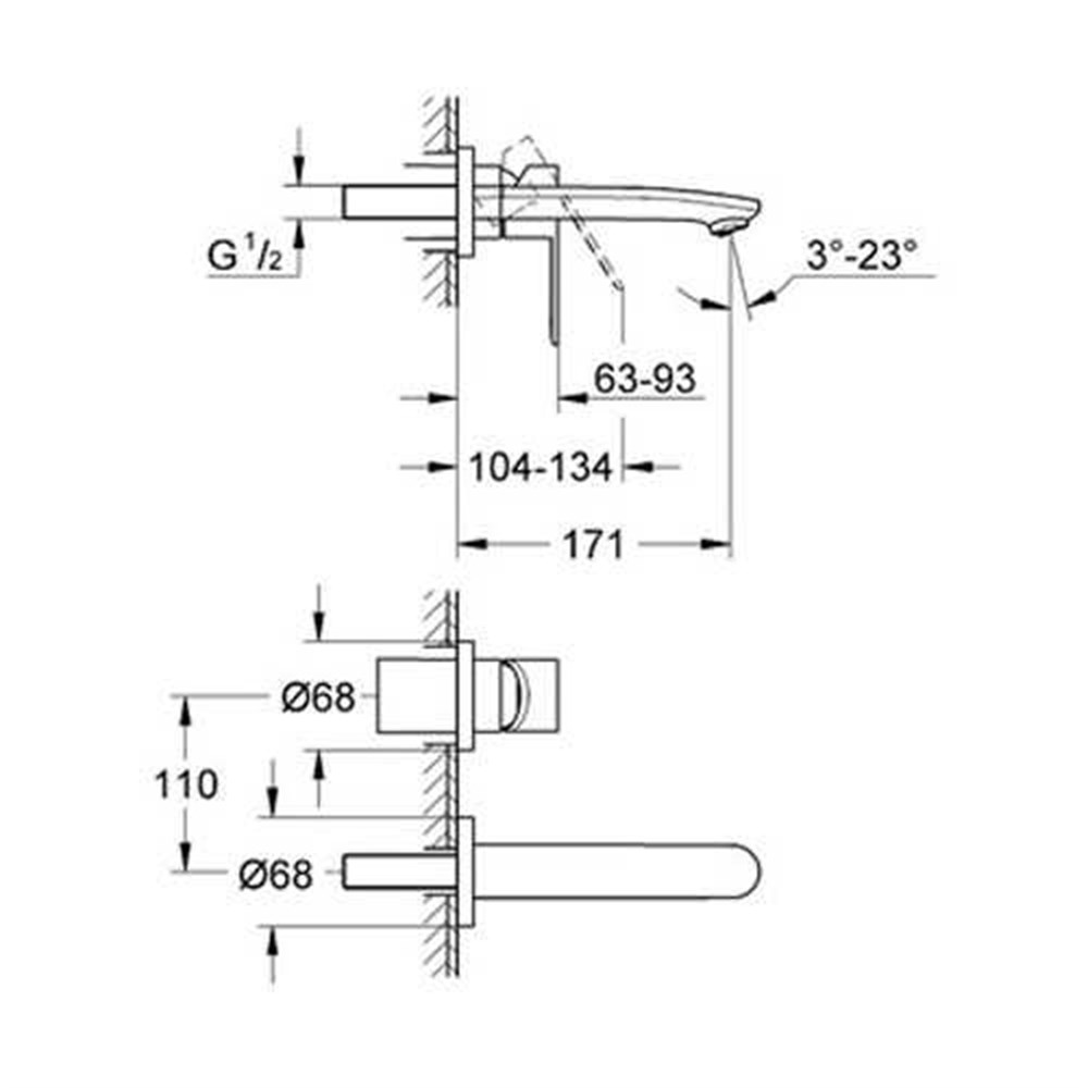 Grohe Eurostyle Cosmopolitan 2 Delikli Lavabo Bataryası S-Boyut - 19571002