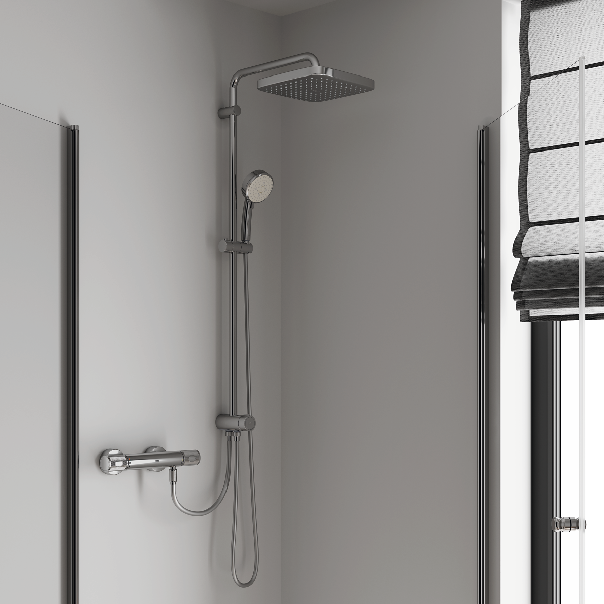 Grohe Tempesta Cosmopolitan System 250 Cube Duvar Bağlantılı Divertörlü Duş Sistemi - 26694000