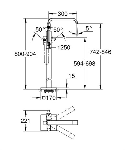 Grohe Allure Yerden Küvet Bataryası - 32754002