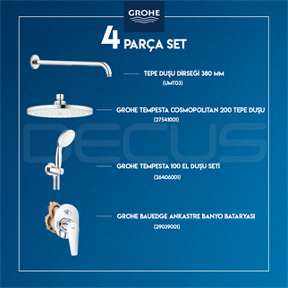 GROHE BAUEDGE ANKASTRE DUŞ SETİ 27541001 + 26406001 + 29039001 + UMT03
