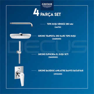 GROHE BAUEDGE ANKASTRE DUŞ SETİ 29353001 + 26405000 + 26685000 + UMT55