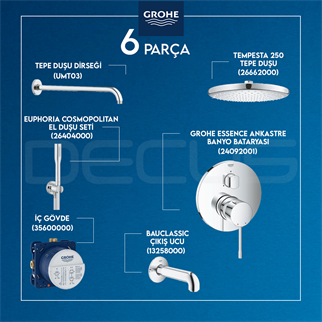 Grohe Essence Ankastre Duş Seti Umt03 + 26662000 + 26404000 + 24092001+ 13258000 + 35600000