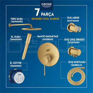 GROHE ESSENCE ANKASTRE SET BRUSHED COOL SUNRISE + 26066GN0 + 26465GN0 + 27074GN0 + 27057GN0 + 28388GL0 + 24058GN1 + 35600000