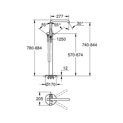 Grohe Essence Yerden Küvet Bataryası Cool Sunrise - 23491Gl1