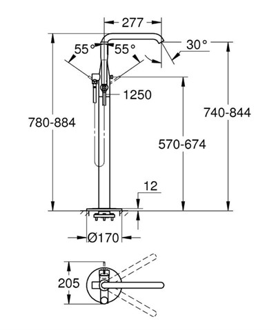 Grohe Essence Yerden Küvet Bataryası Krom - 23491001
