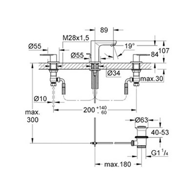 Grohe Eurocosmo 3 Delikli Lavabo Bataryası S-Boyut - 20187000
