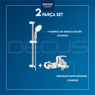 GROHE EUROSMART BANYO BATARYASI + N TEMPESTA 100 SÜRGÜLÜ TAKIM 27644001-33300003 