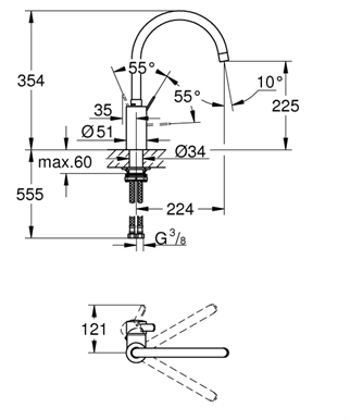 Grohe Eurosmart Cosmopolitan Mutfak Bataryası - 32843002