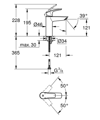 Grohe Eurosmart Lavabo Bataryası M-Boyut - 23324003