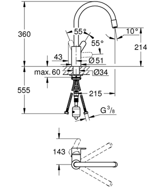 Grohe Eurostyle Cosmopolitan Mutfak Bataryası - 31126004