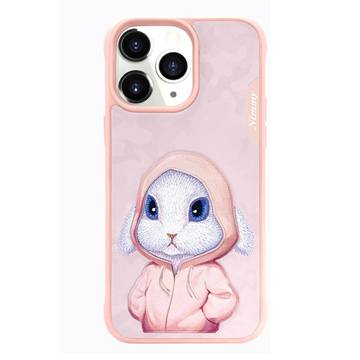 iP 14 Pro Rabbit Serisi Tavşan Nakış işlemeli Detaylı Kılıf Pembe