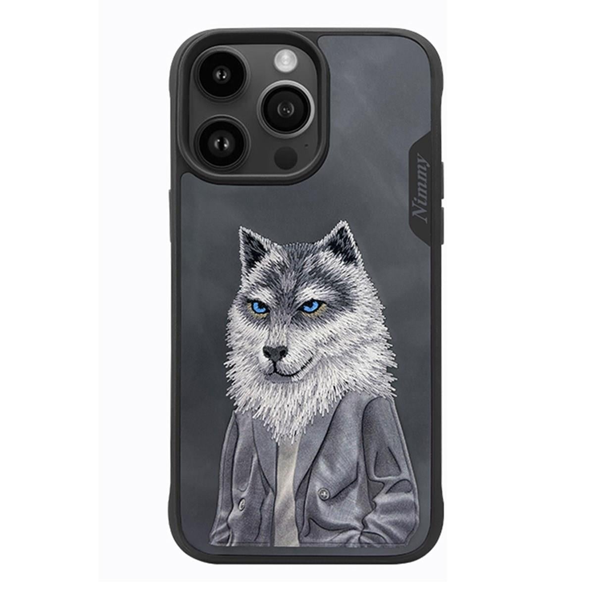 iP 14 Pro Wolf Serisi Kurt Nakış işlemeli Detaylı Kılıf Füme
