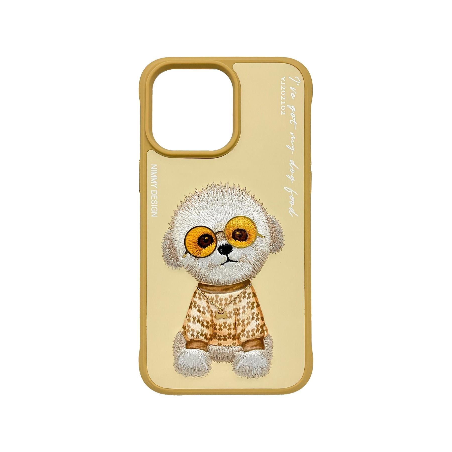 Nimmy iPhone 15 Pro Uyumlu Glass Series Little Rich Woman Köpek Sarı