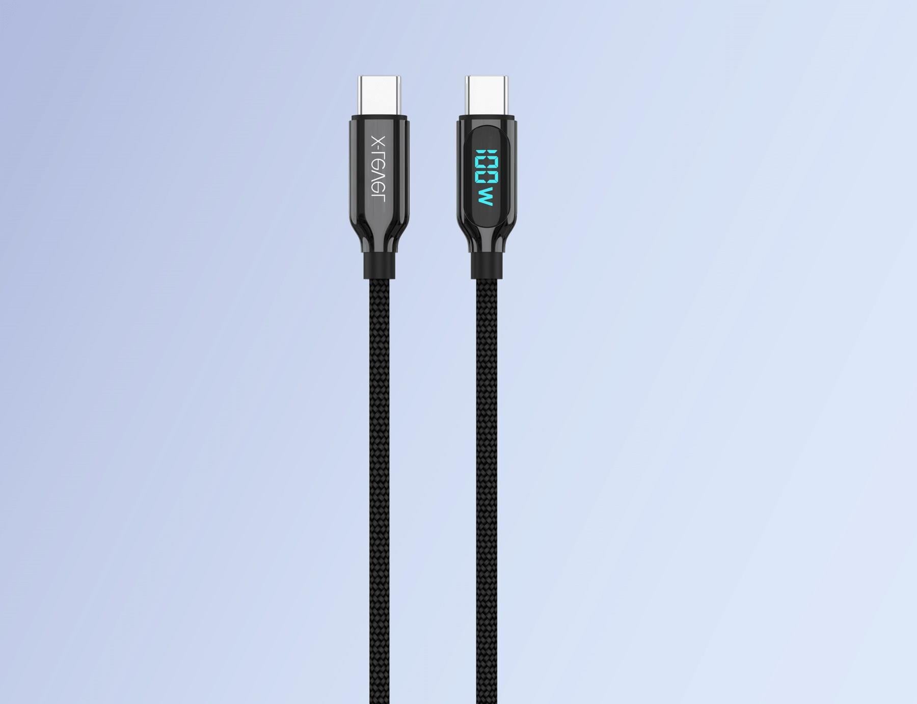 XCC8406 X-PowerDigi USB-C to usb-C Dijital Göstergeli Örgü Kablo 100W 5A