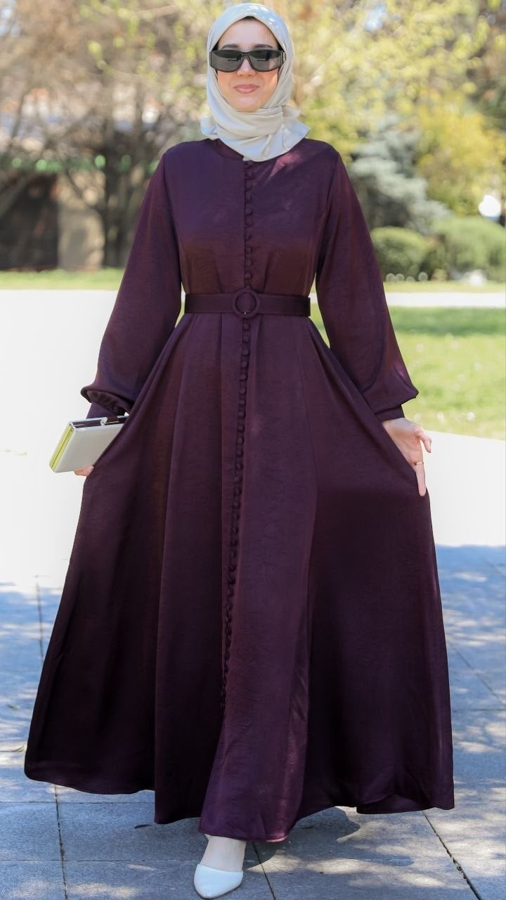 Bordo Britli Kuplu Elbise 5150