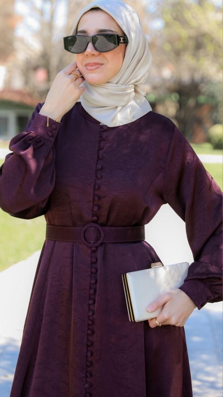 Bordo Britli Kuplu Elbise 5150