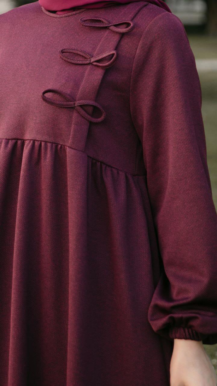 Bordo Fiyonlu Elbise Nsr 5109