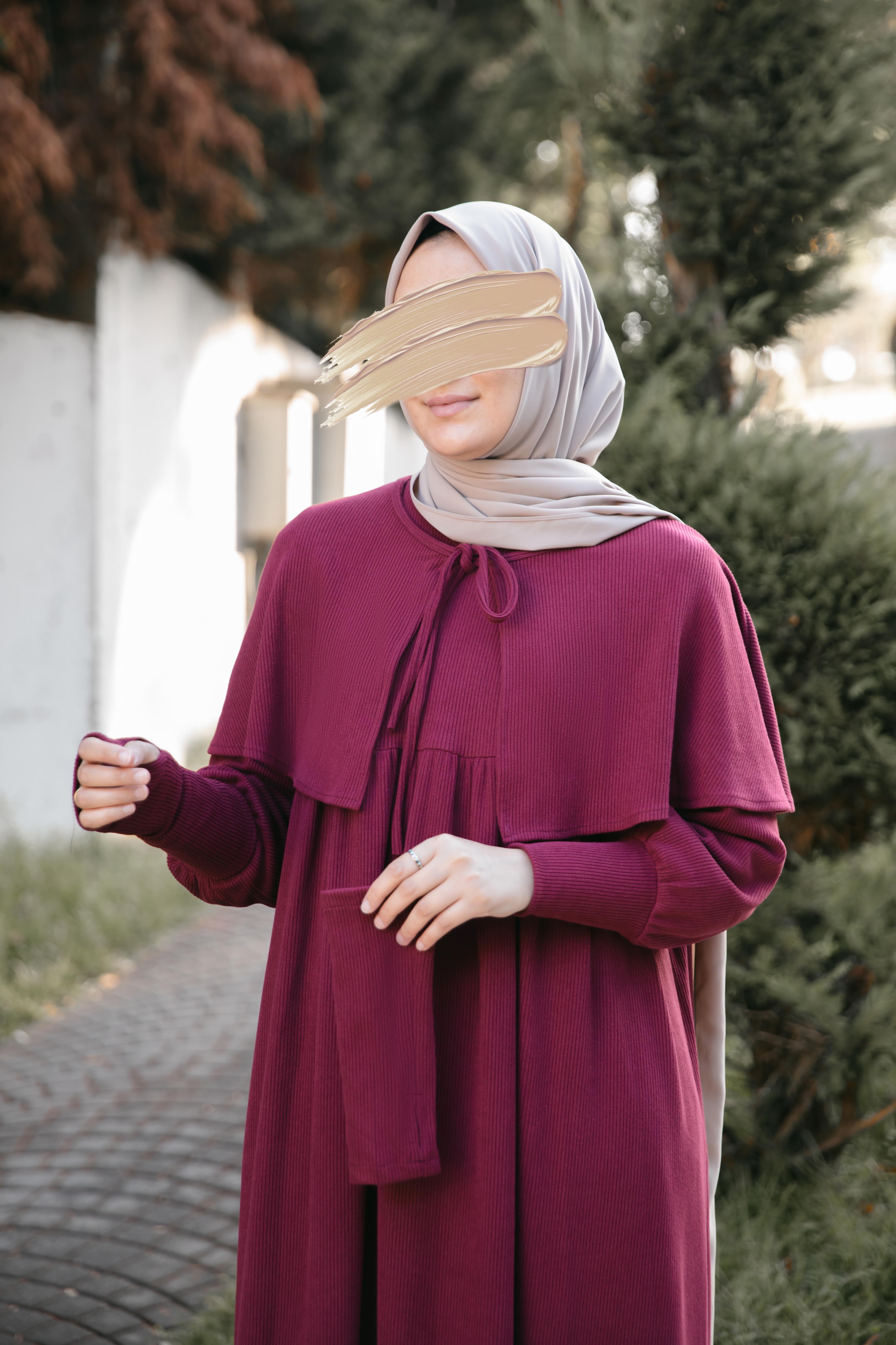 Bordo Pelerinli Elbise 5108