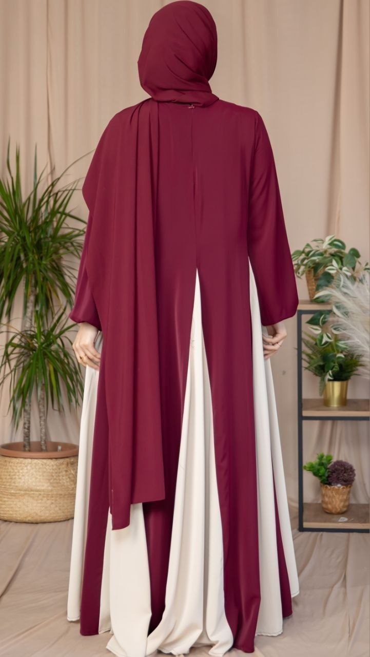 Bordo Üçgen Garnili Elbise 5080