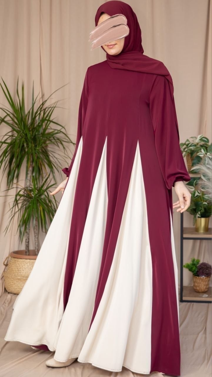 Bordo Üçgen Garnili Elbise 5080