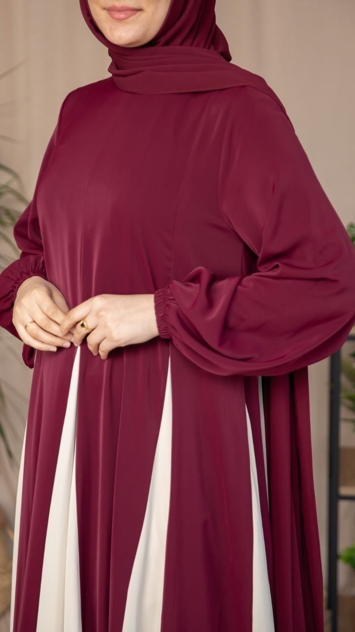 Bordo Üçgen Garnili Elbise 5080