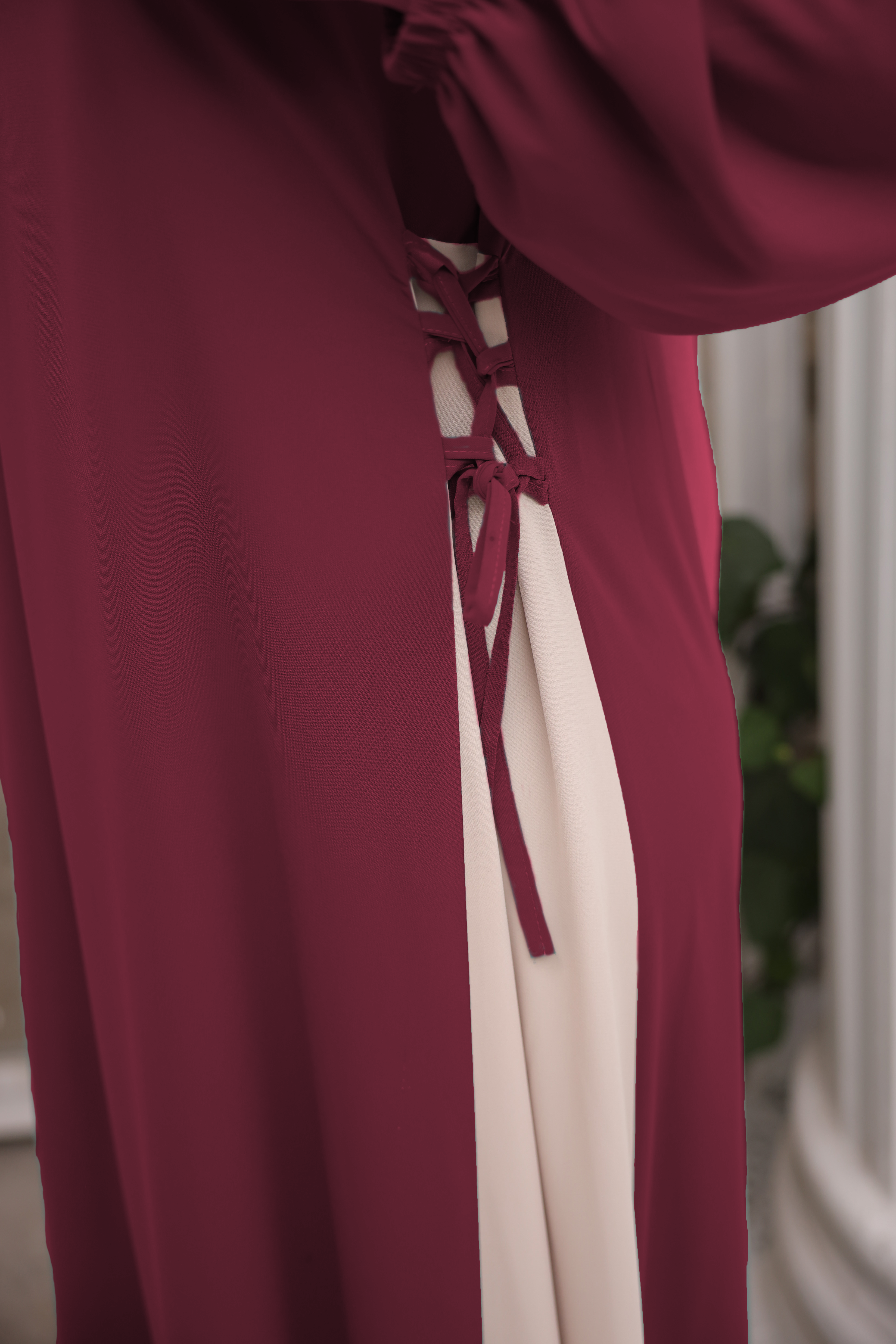 Bordo Yandan Garnili Elbise 5061
