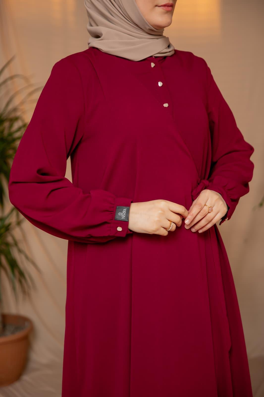 Bordo Yarım Patlı Anvelop Elbise 5122