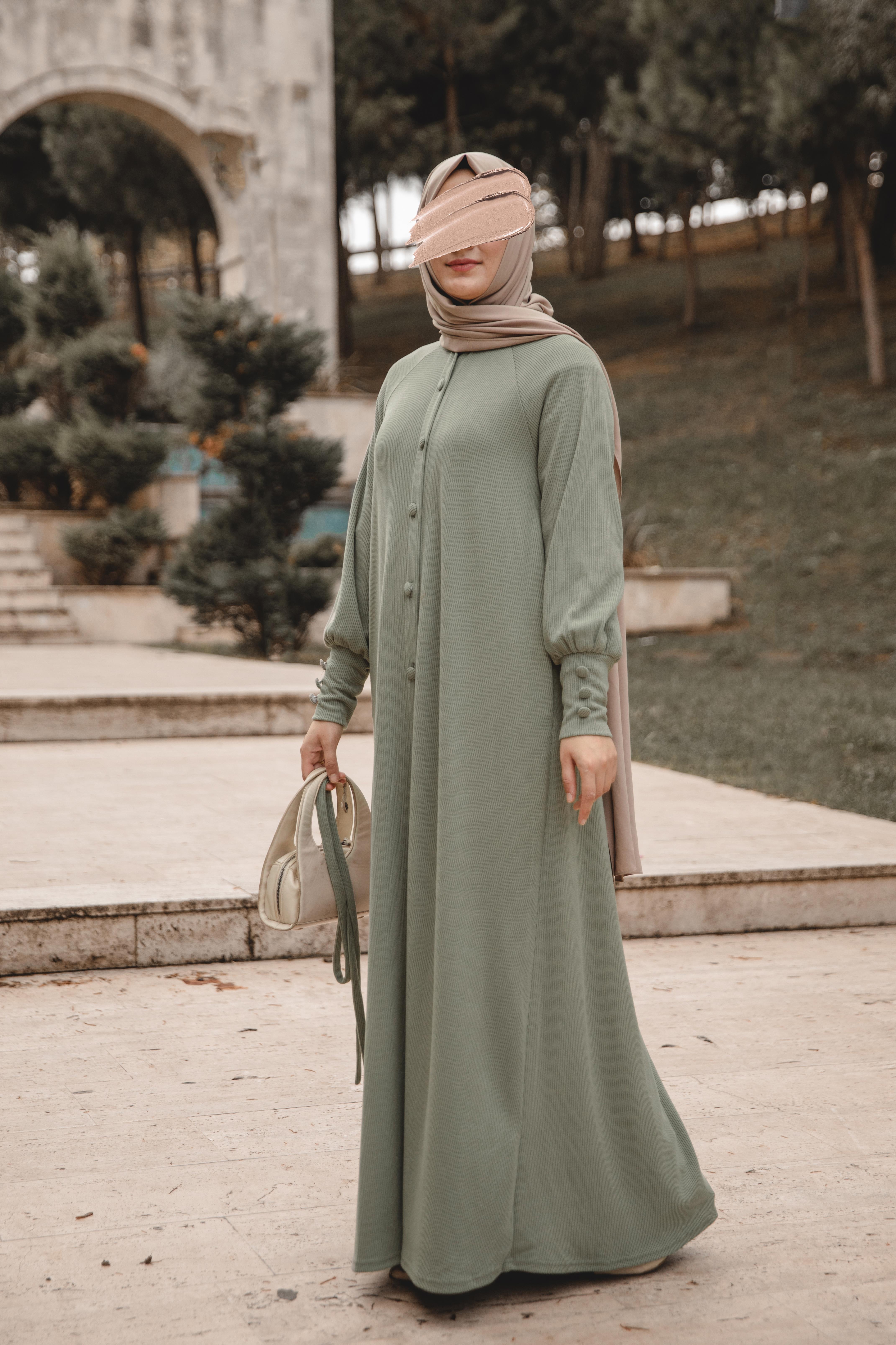 Çağla Kaplama düğmeli Elbise Nsr 5107