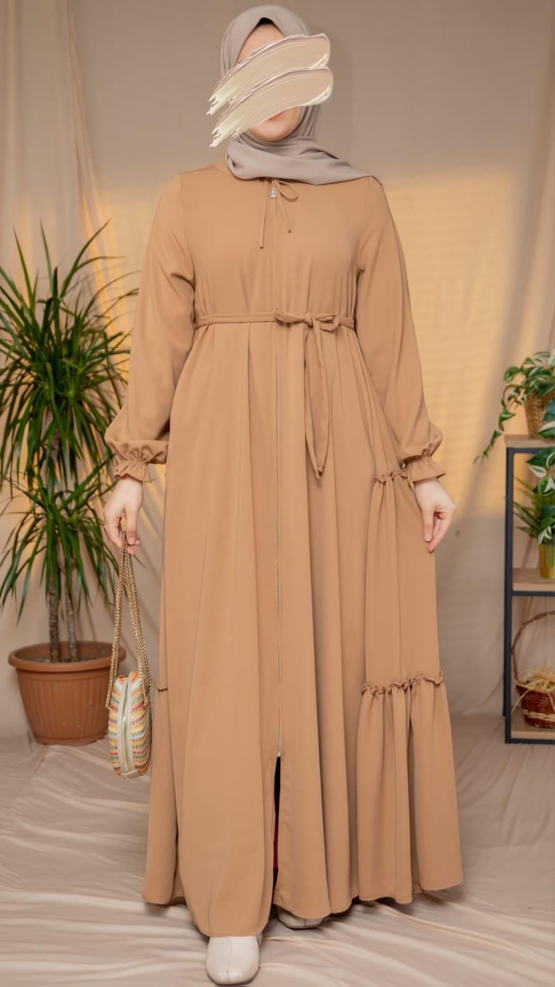 Camel Yanları Katlı Kroş Elbise 5123