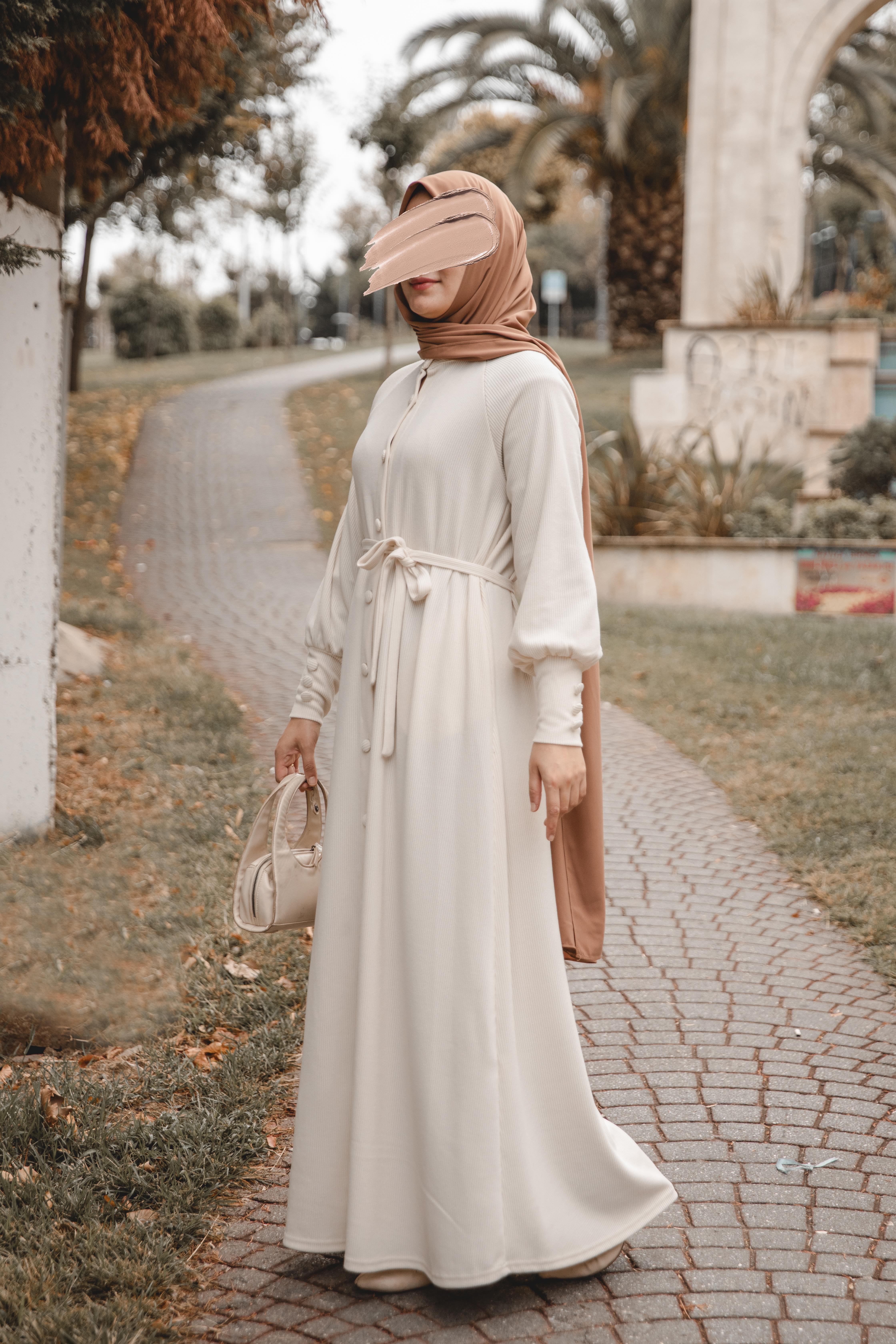Ekru Kaplama düğmeli Elbise Nsr 5107