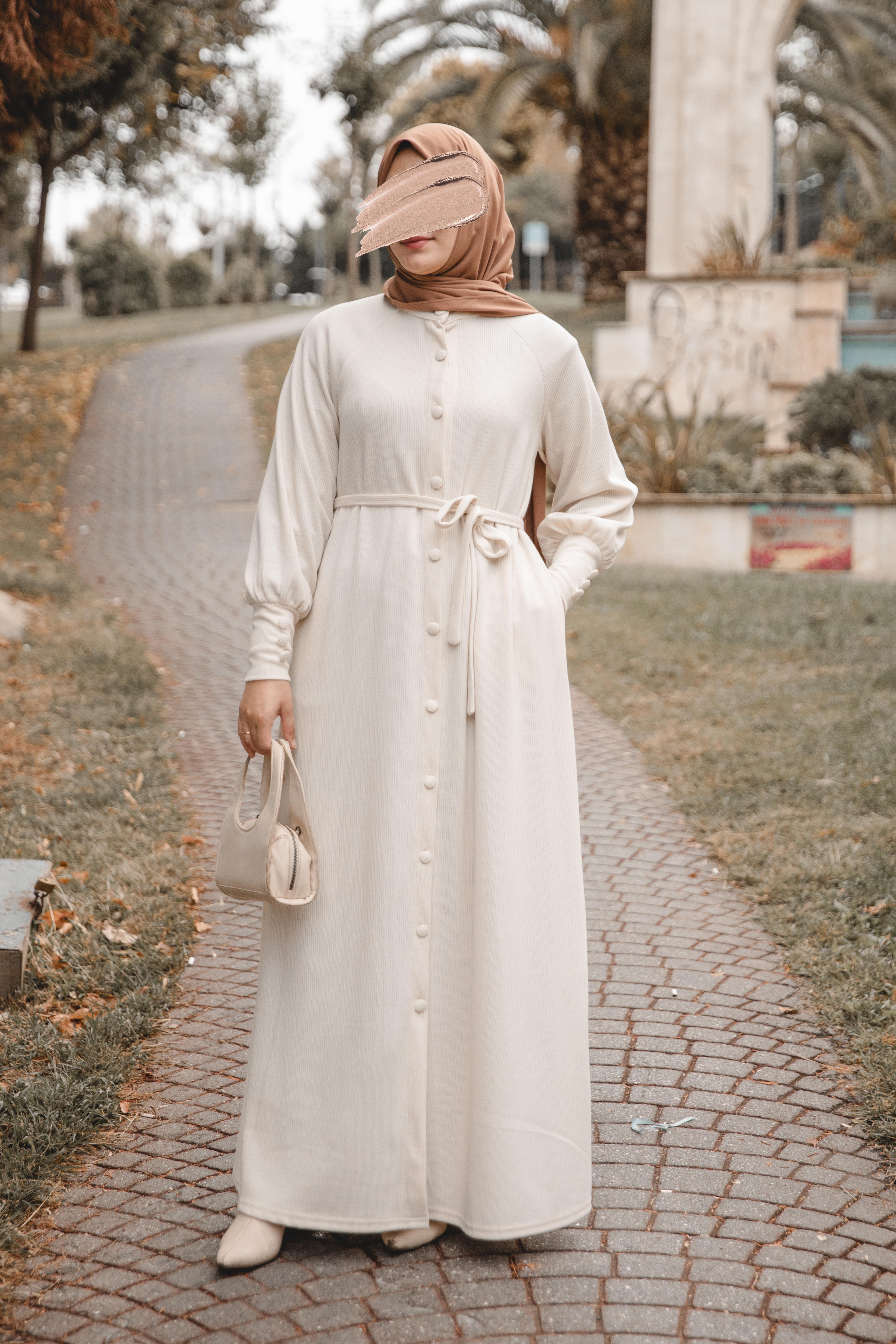 Ekru Kaplama düğmeli Elbise Nsr 5107