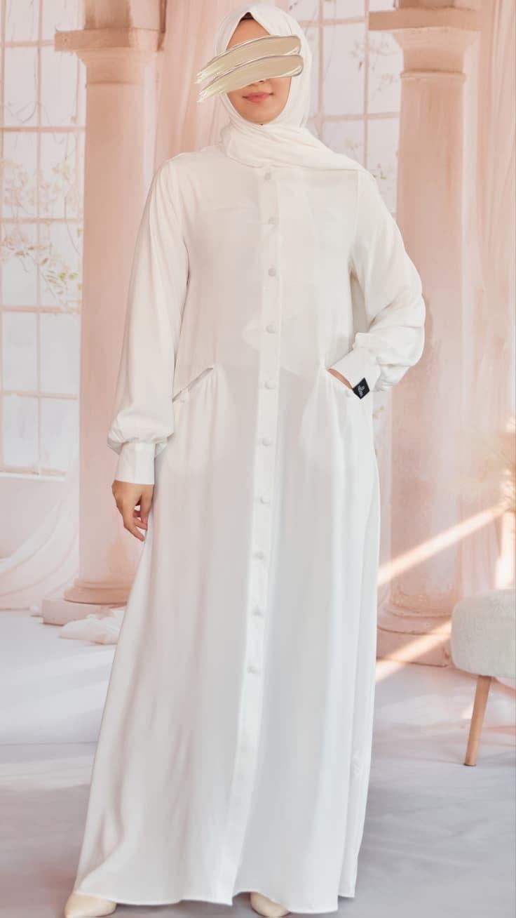 Ekru Kaplama Düğmeli Şallı Ferace 5117